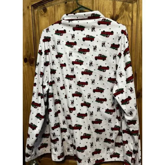 Disney Mickey Mouse Christmas Pajama Set L Red Truck Snowflake Print Fleece PJ‎ - Picture 3 of 9